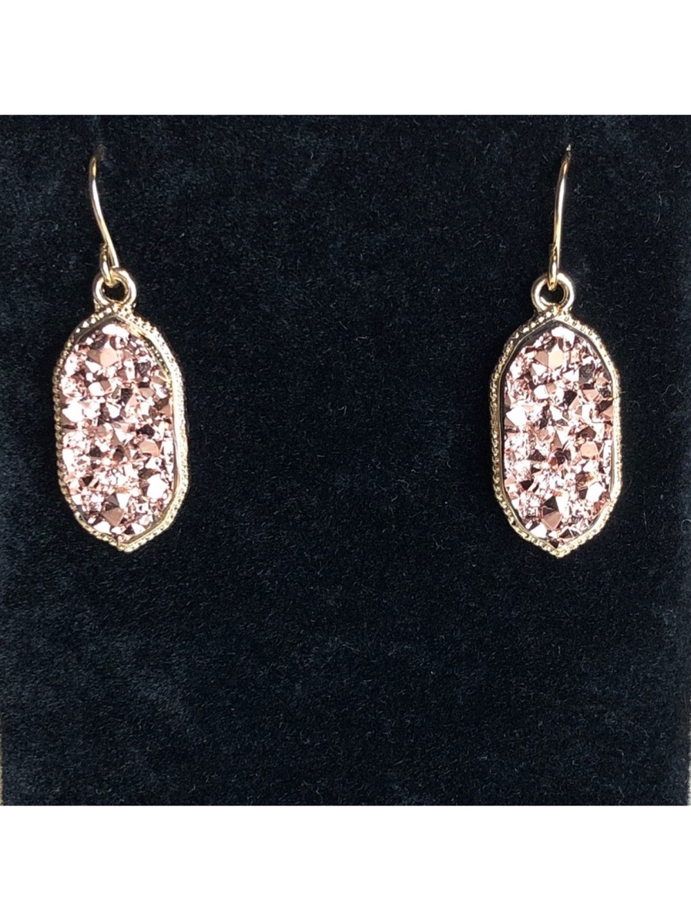 NEW• Sugared + Bronzed Rose Gold Druzy Minimalist Chic Earrings